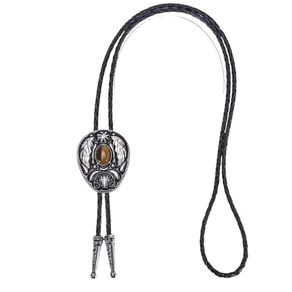 New Vintage Style Bolo Tie Men’s Western Leaf Design Rustic Fashion Accessory - Picture 5 of 5